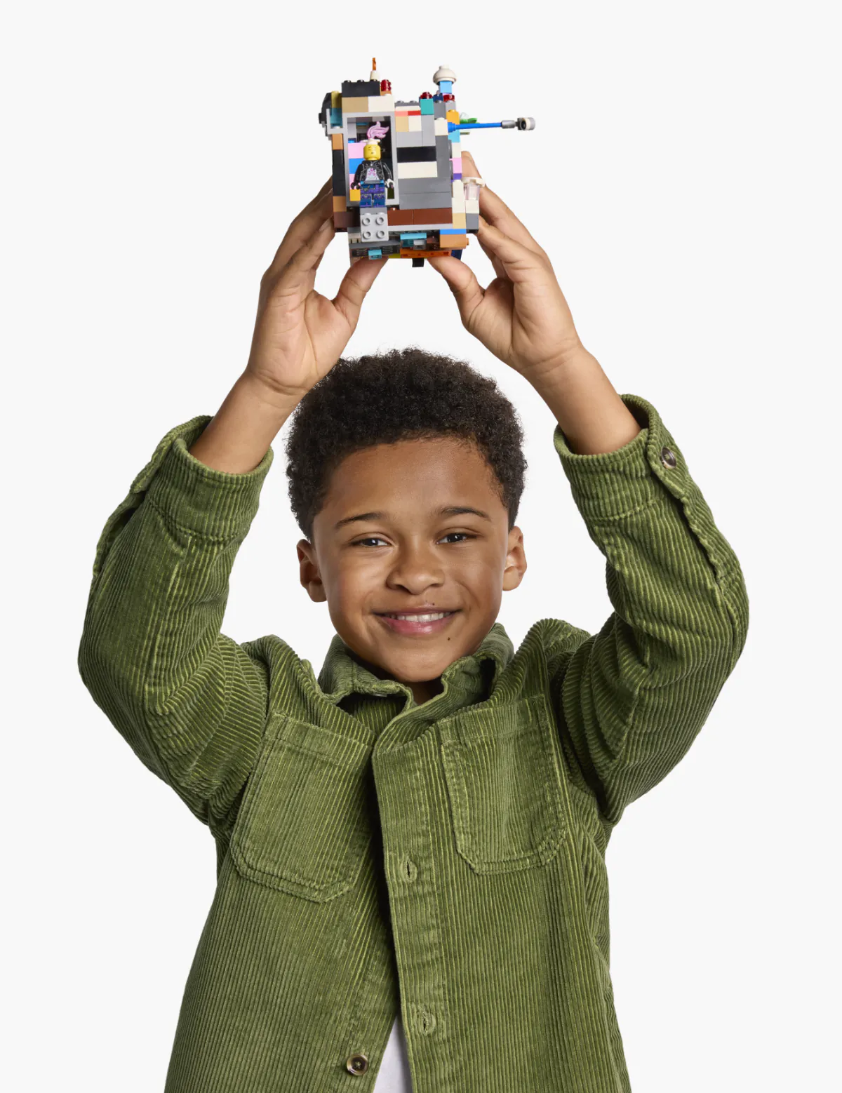 Kids building with LEGO bricks on set